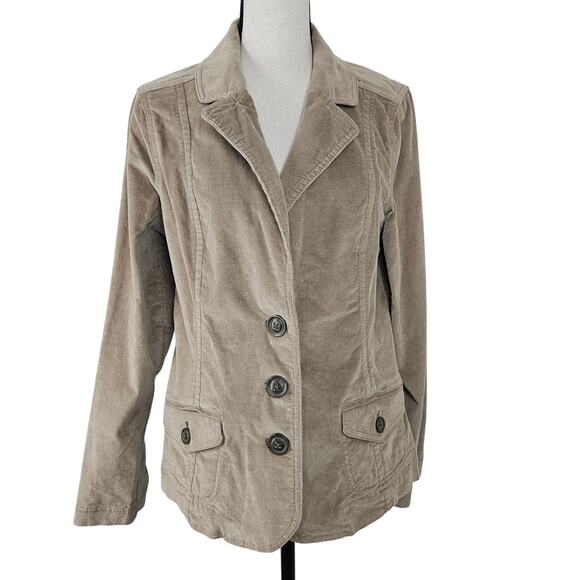 Sonoma Corduroy Beige Button Jacket womens Sz Medium Career Preppy professional - Picture 2 of 9